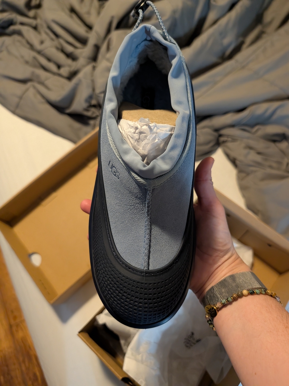 UGG Kids Waterproof Rain & Snow Boot in Light Gray and Black